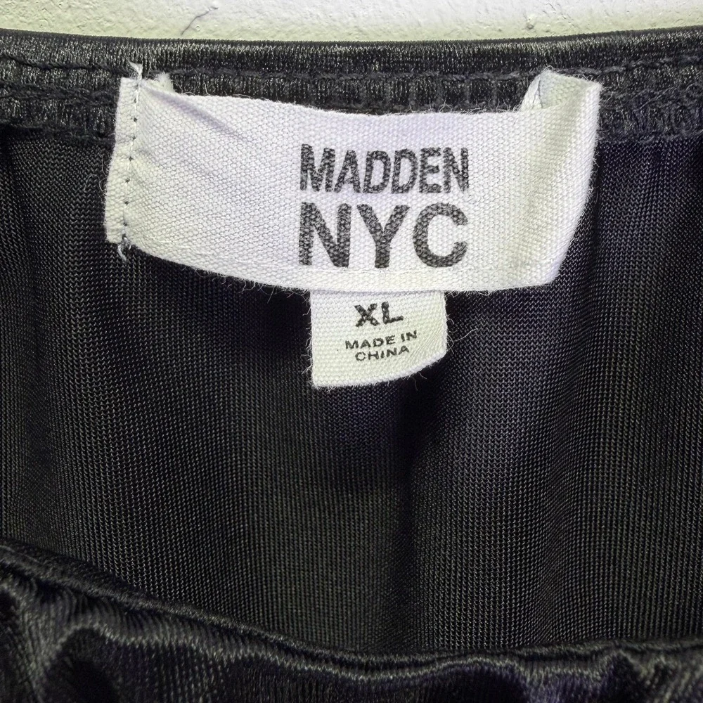 Madden‎ NYC Women's XL Black Ruched Sweetheart Neck Side Tie Crop Top Whimsigoth